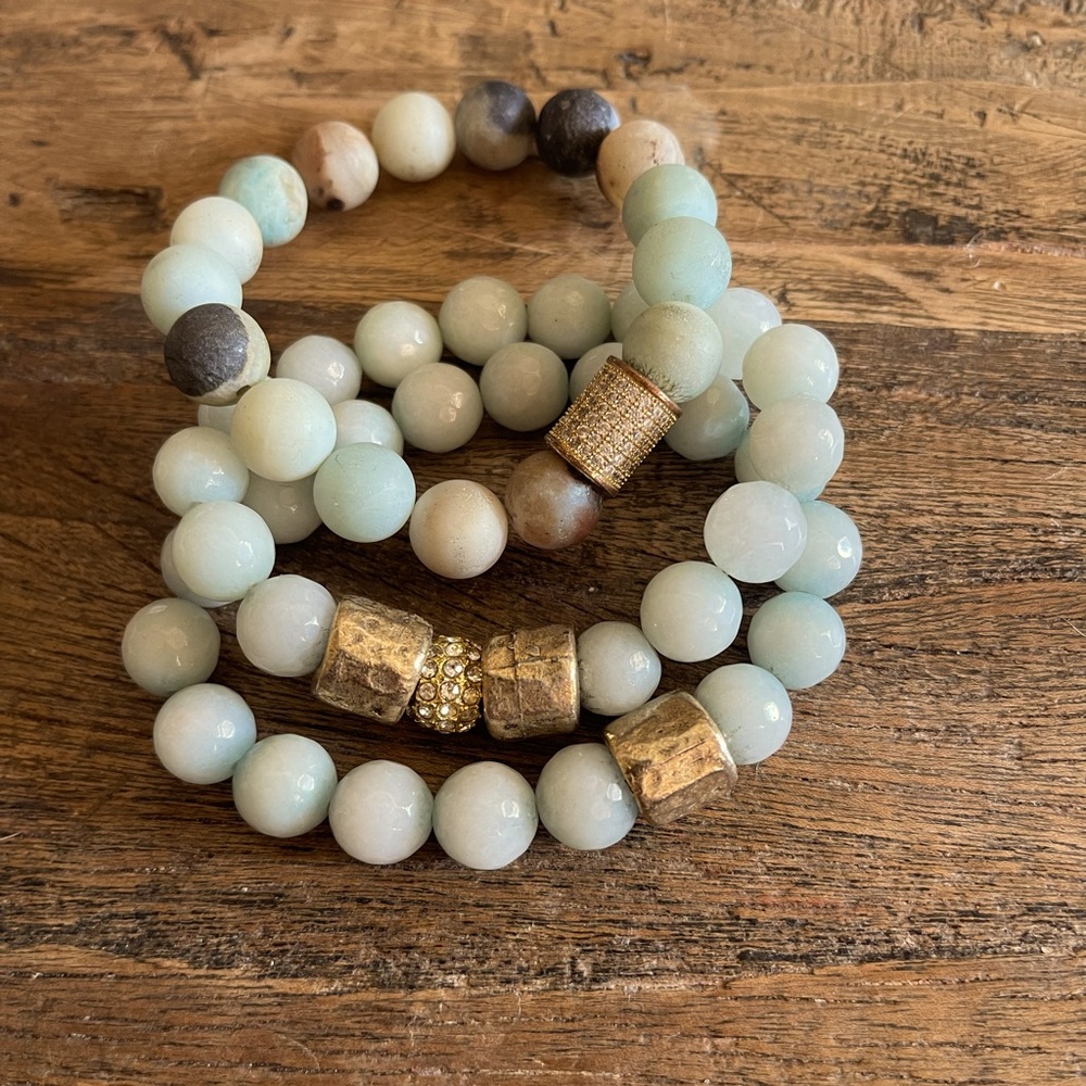 Mint colored beaded bracelets
